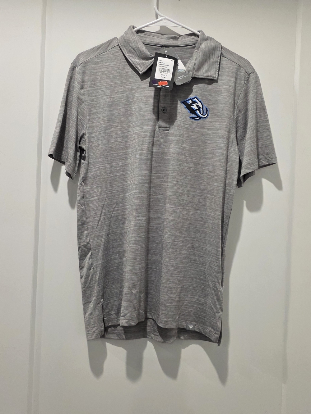Fanatics Utah Heather Gray Short-Sleeve Polo with Blue Logo Size Small